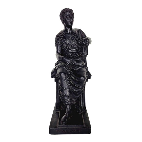 Antique Neoclassical Meneandro Greek Athenian Dramatist Plaster Sculpture Statue - Picture 1 of 8